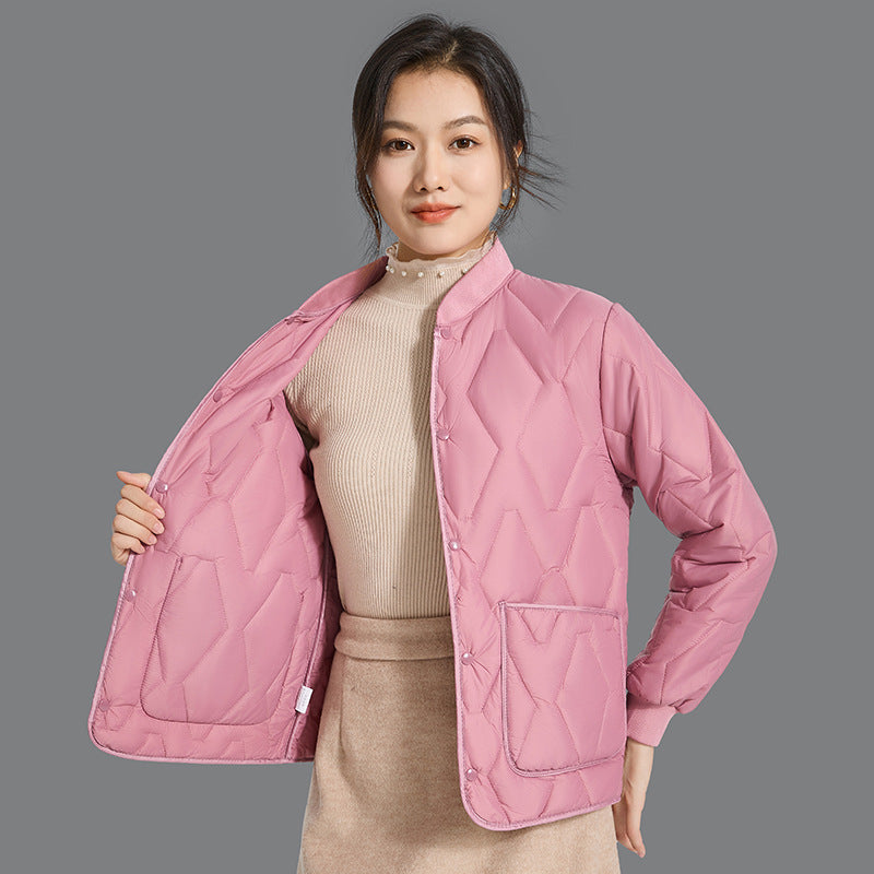 Womens Winter Warm Long-Sleeve Cotton-Lined Loungewear Unisex Cotton-Padded Jacket