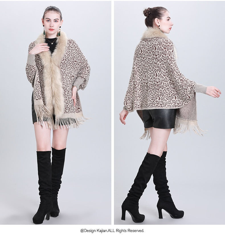 Autumn And Winter New Scarf Faux Fur Collar Knitted Shawl