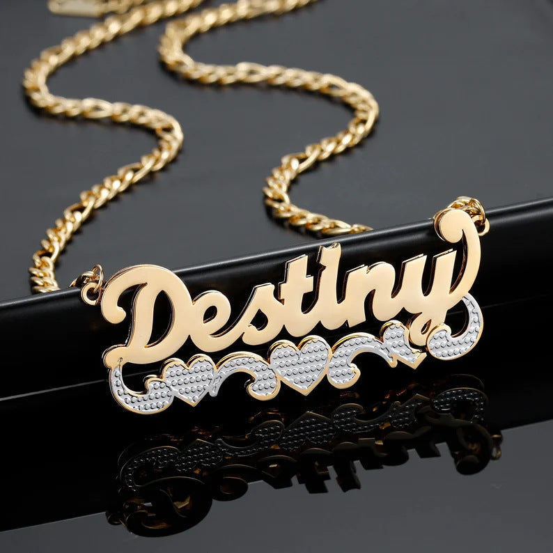 English Name Necklace Stainless Steel DIY Double Layer