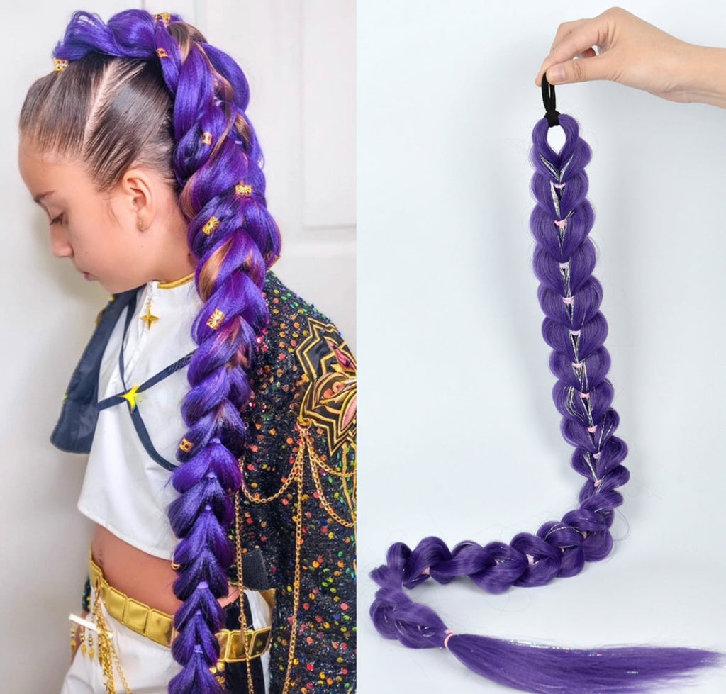 Cross-border Foreign Trade European And American Wigs, Witch Hunt Team, Rumi Ponytail, Colorful Elastic Rope Braided Ponytail Wig