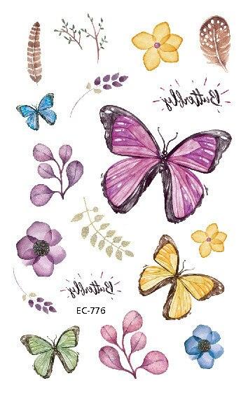 1 Pc Butterfly 3D Temporary Tattoo 52 Style Waterproof Butterfly Tattoos Stickers Temporary Colorful Design For Womens