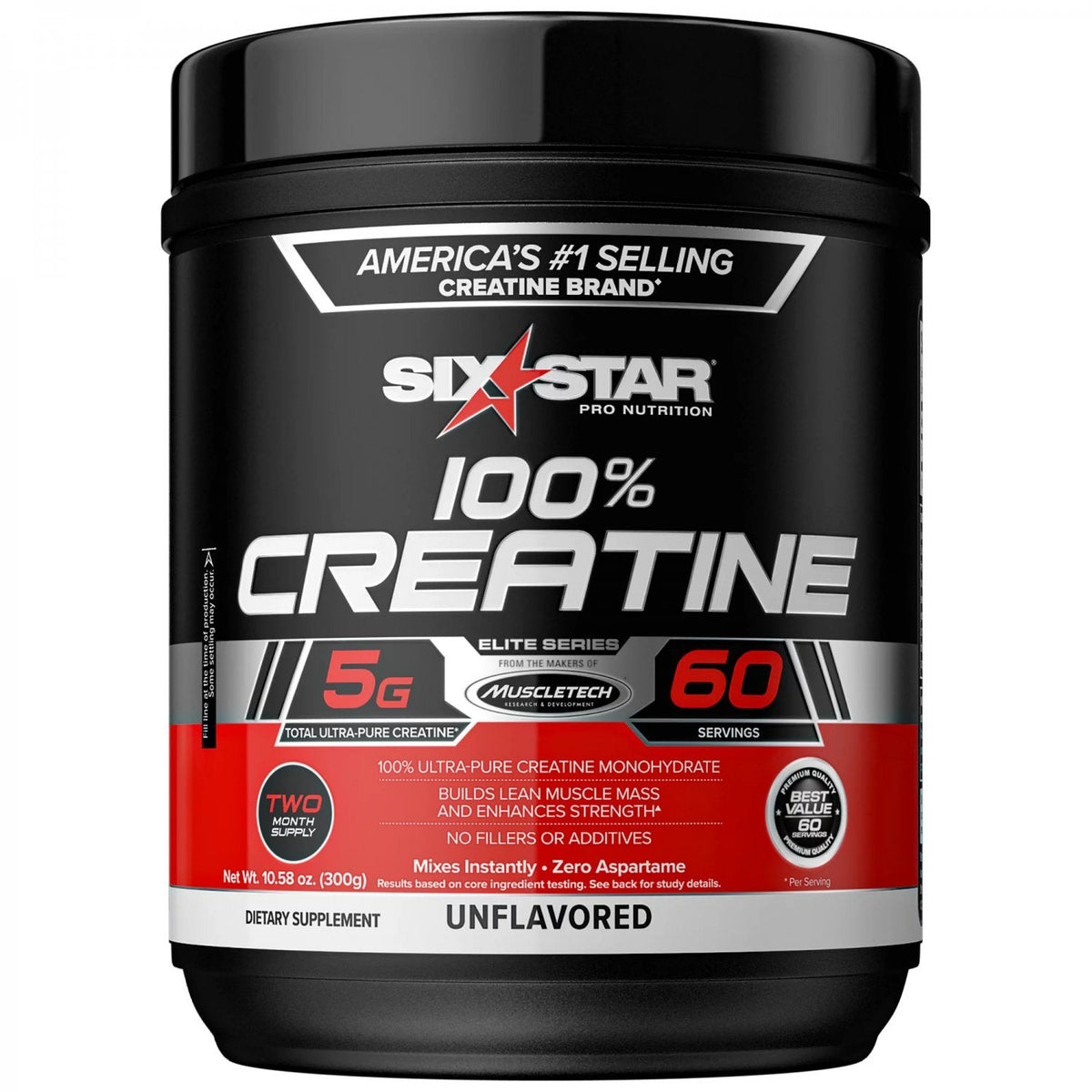 Six Star Pro Nutrition 100% Creatine Unflavored Powder, 10.58 Oz