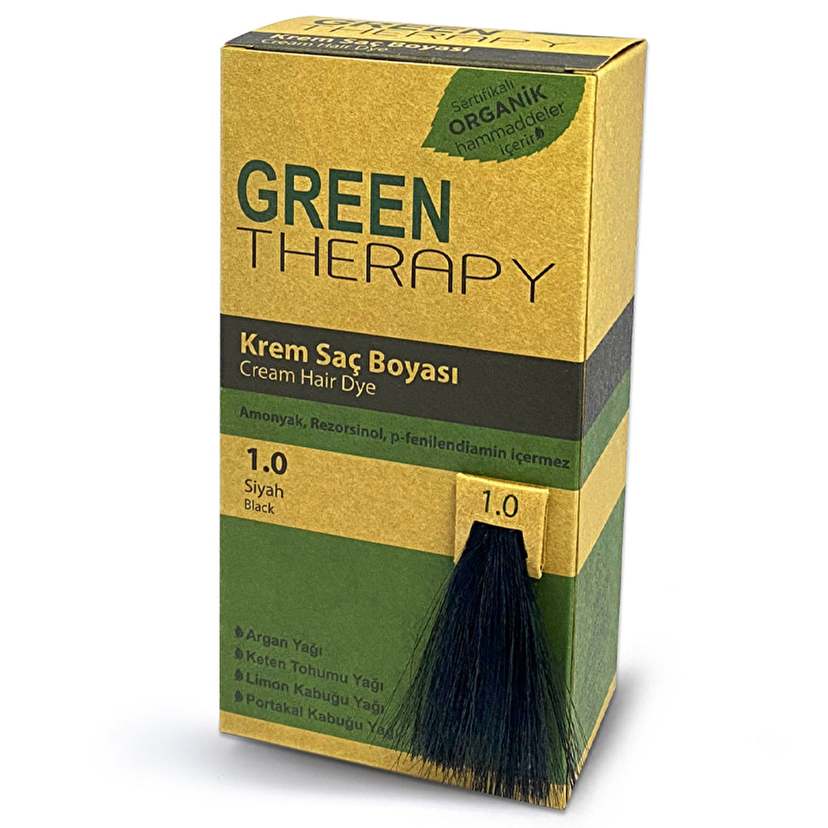 Green Therapy Cream Hair Color 1.0 Black - Rich Herbal Formula | 5.0 oz