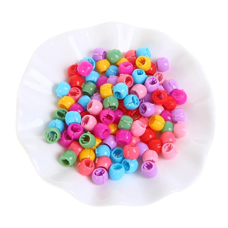 100Pcs Cute Candy Colors Plastic Hairpins Mini Hair Claw Clips Hair Braids Maker Beads Headwear Gorgeous Hair Accessories For Women