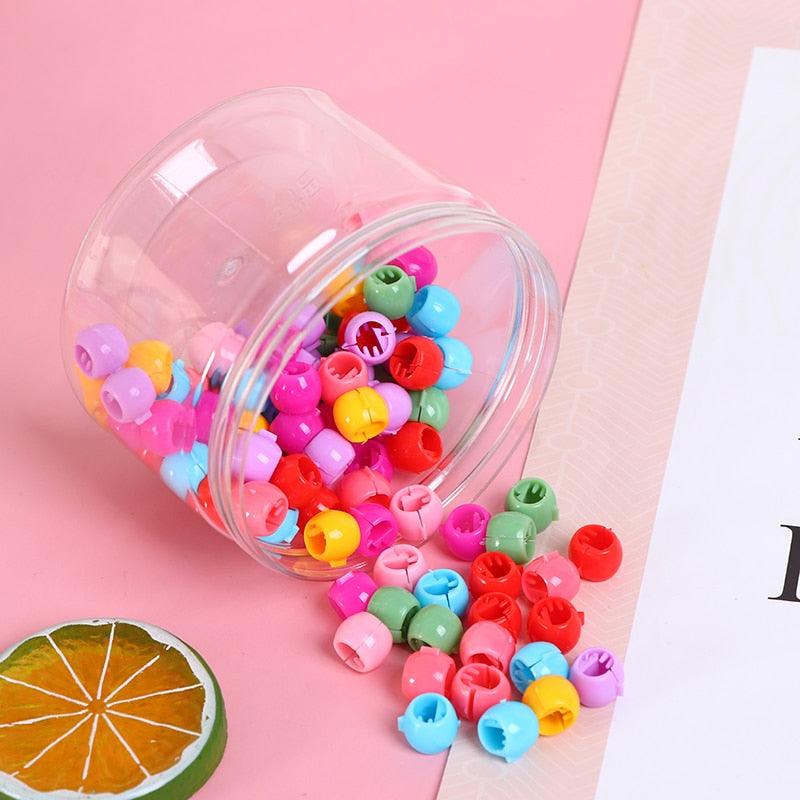 100Pcs Cute Candy Colors Plastic Hairpins Mini Hair Claw Clips Hair Braids Maker Beads Headwear Gorgeous Hair Accessories For Women