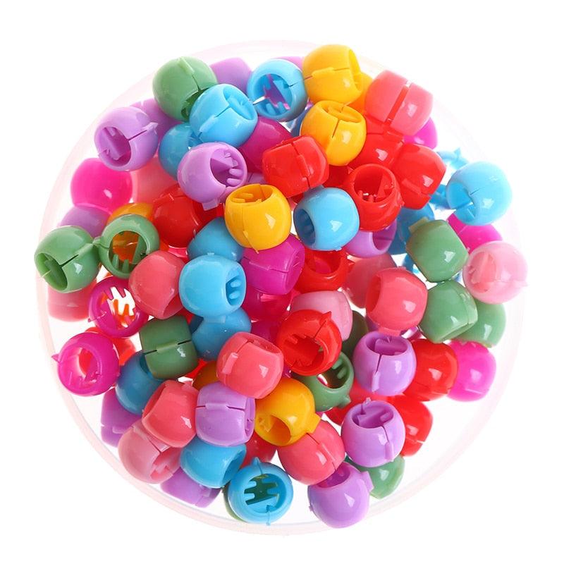 100Pcs Cute Candy Colors Plastic Hairpins Mini Hair Claw Clips Hair Braids Maker Beads Headwear Gorgeous Hair Accessories For Women