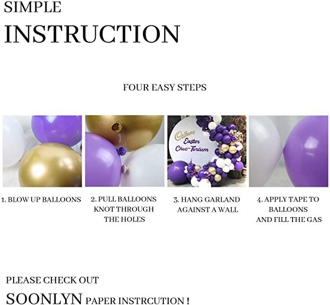 100Pcs Dark Purple White And Gold Balloons Arch Garland For Baby Shower Engagement Wedding Birthday Theme Anniversary Decoration For Party