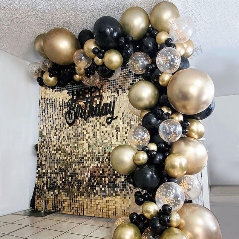 101pcs Gold Black Balloons Garland Arch Kit For Graduations Party Wedding Birthday Christmas Party Decoration For Birthday Wedding and Aniversaly
