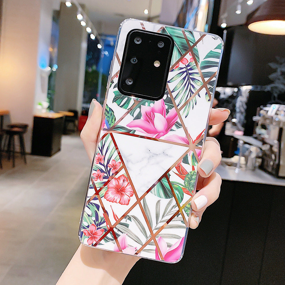 Retro electroplating geometric flower phone case