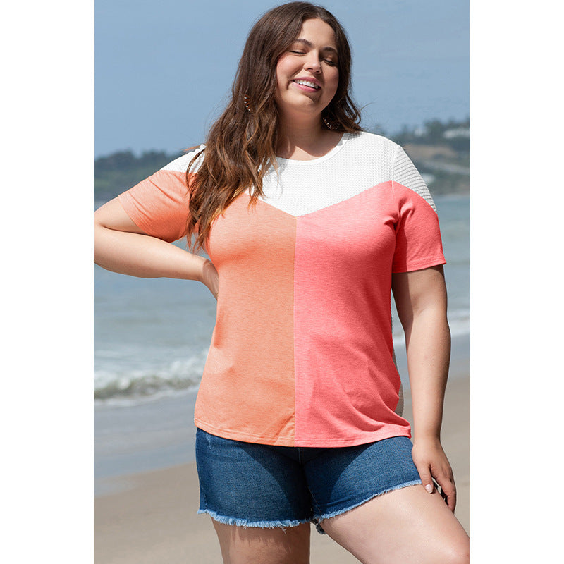European And American Leisure Style Printed Plus Size Short Sleeve Top