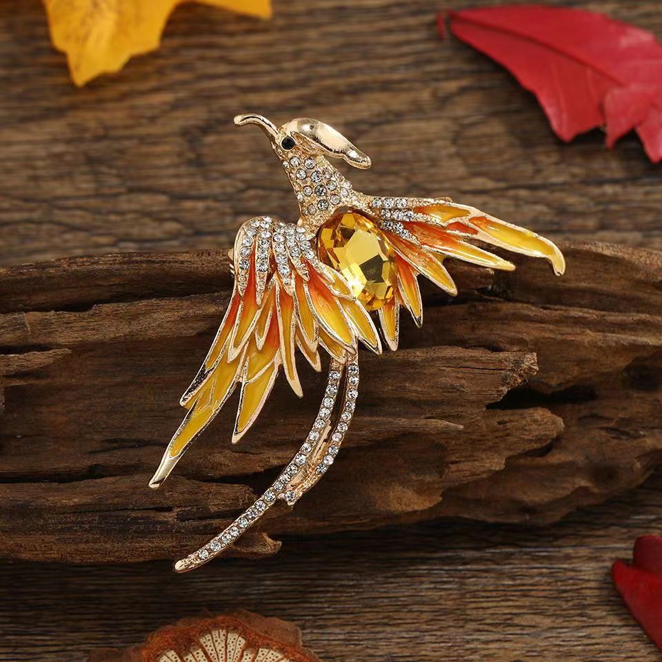 Elegant High-grade Oil Painting Phoenix Brooch