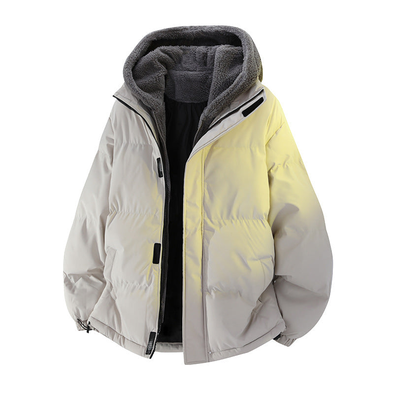 Mens Winter Loose, Padded Fleece Jacket With A Fake Two-Piece Design For Warmth
