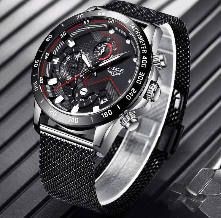 Men's Sports Waterproof Watch With  Stainless Steel Bracelet Unique Design Perfect Gift For Your Man