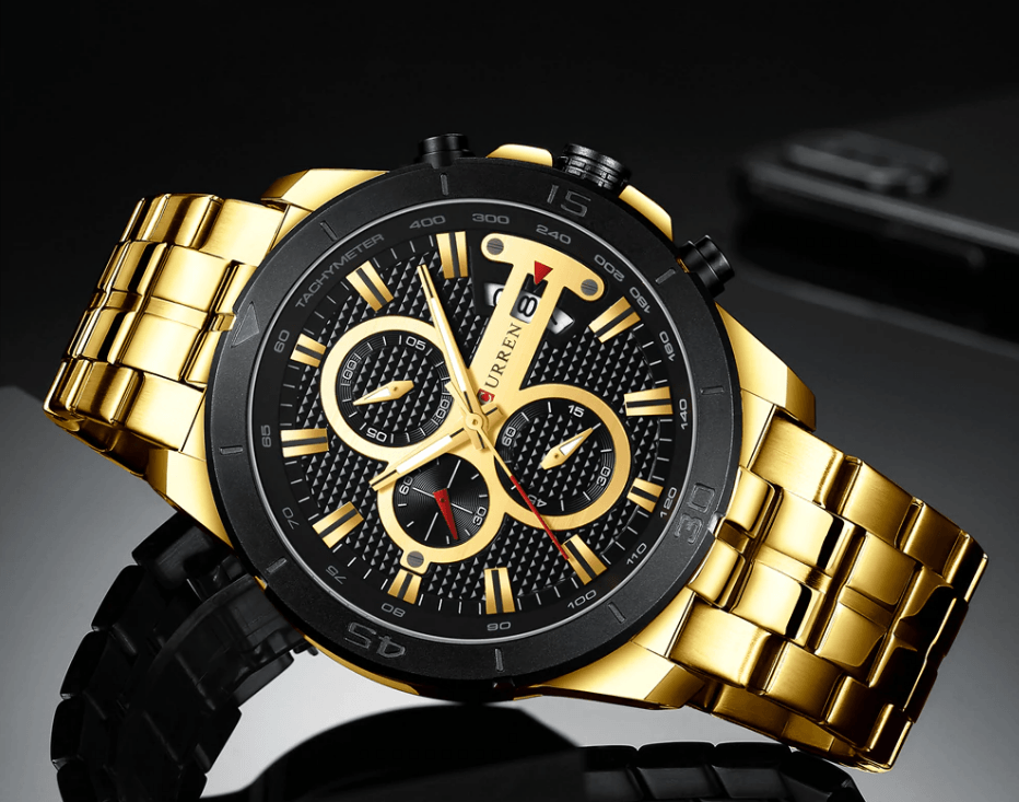 Men's Waterproof  Watch With Chronometers Day View And Fluorescent Hands Unique  Luxury Design  Perfect Gift