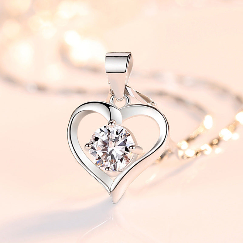 S999 Sterling Silver Heart Pendant Necklace