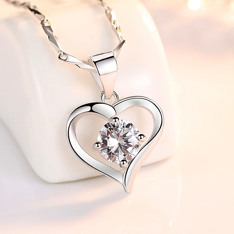 S999 Sterling Silver Heart Pendant Necklace
