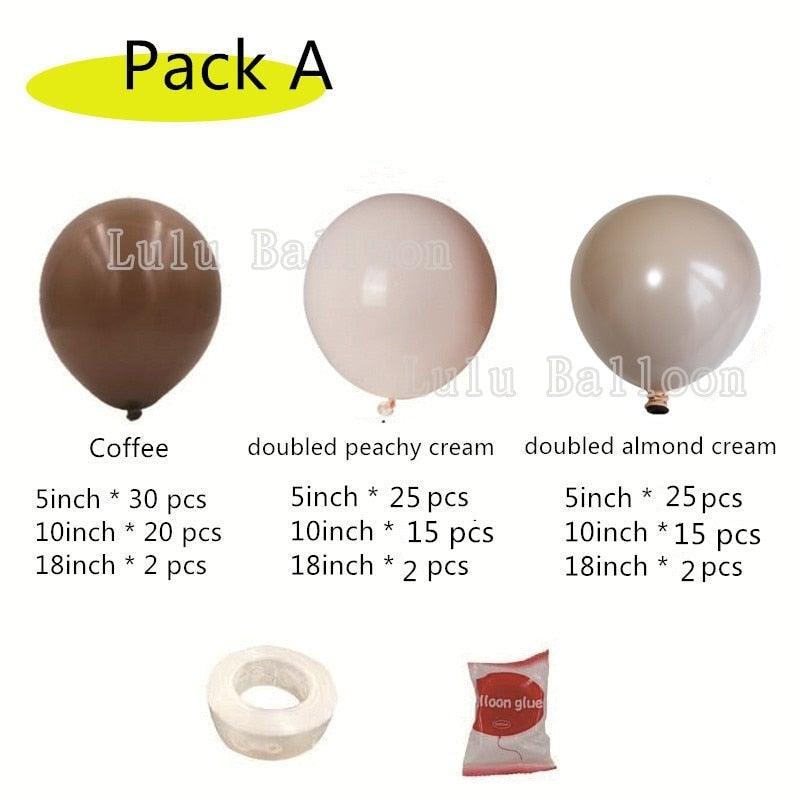 138 pcs Coffee Brown And Skin Balloon Arch Garland Kit For Kids Baby Shower Birthday Party Decoration Girls and Boys Universal Birthday Party Kid Decoration
