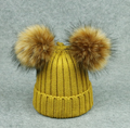 Modern Trend Children's Winter Toddler Baby Kids hat Cap With Two Double Pompom Ears Funny Hat