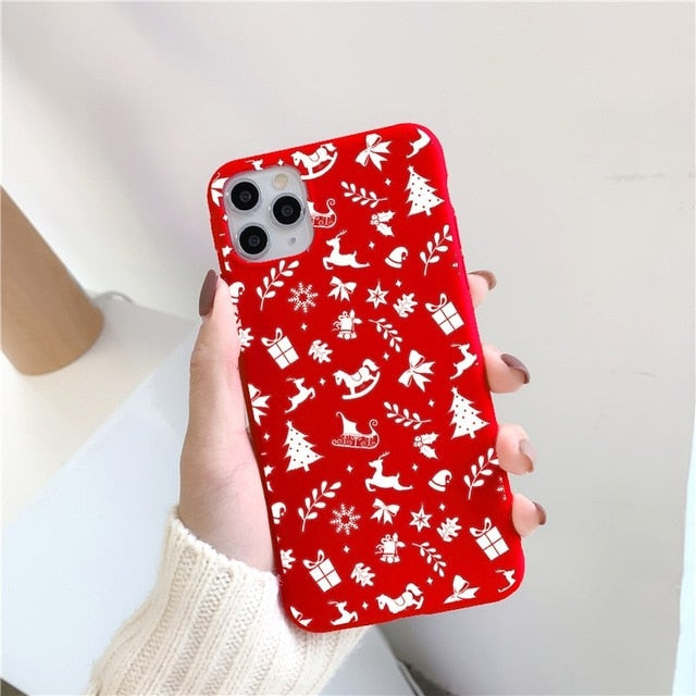 Christmas red cartoon frosted painted phone case