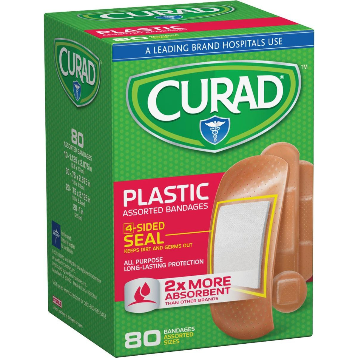 Curad Adhesive Bandages, Plastic, Assorted Sizes