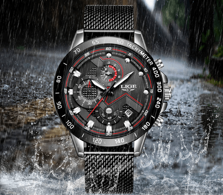 Men's Sports Waterproof Watch With  Stainless Steel Bracelet Unique Design Perfect Gift For Your Man