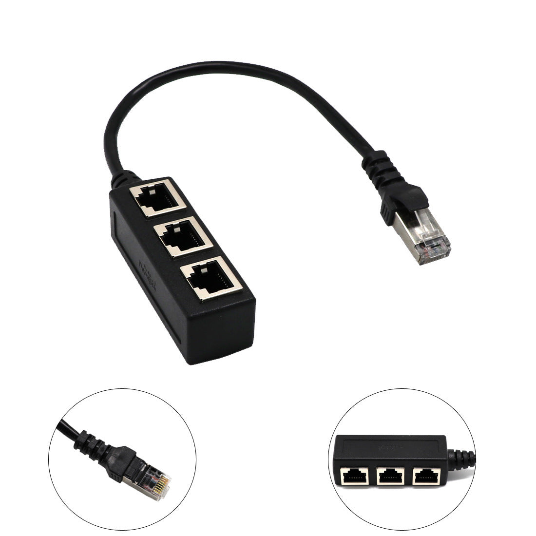 Ethernet Adapter: Male to 3 Female CATE 6 Line
