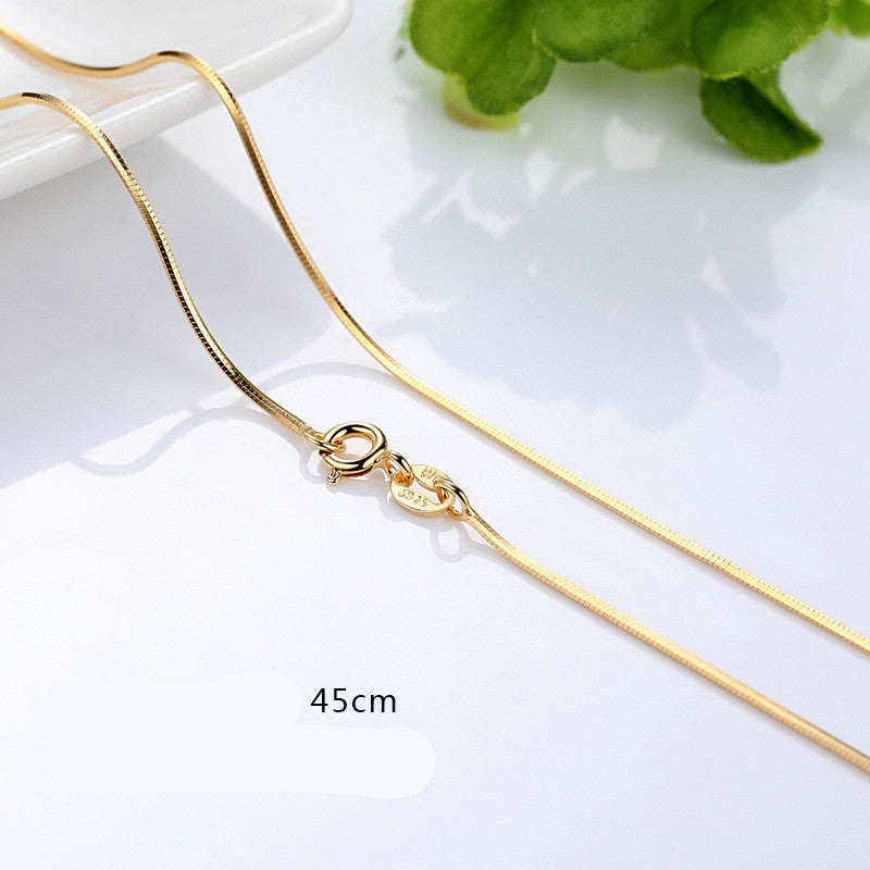 S925 Silver Necklace Gold Plated Chain Necklace Clavicle Chain Gold Color Gold Necklace