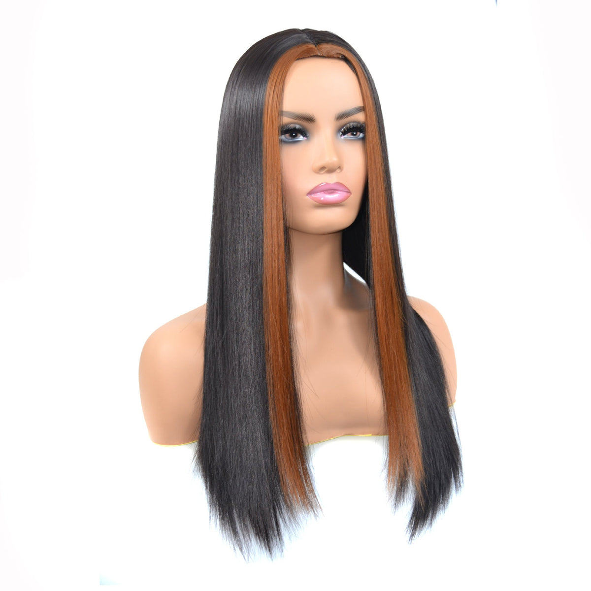 Highlight 1B/27 Straight Front Lace Wig Real Hair
