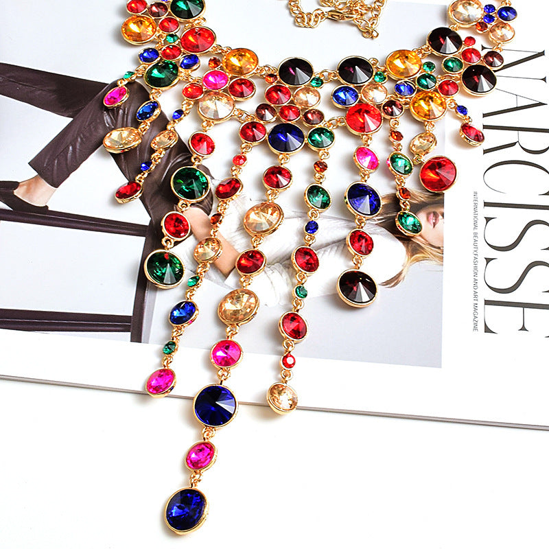 European Style Tassel Necklace with Diamonds