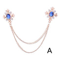 Rhinestone Cross Fringed Collar Chain Brooch