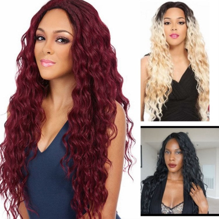 Wig Black Burgundy Multicolor Curly Hair