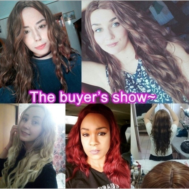 Wig Black Burgundy Multicolor Curly Hair