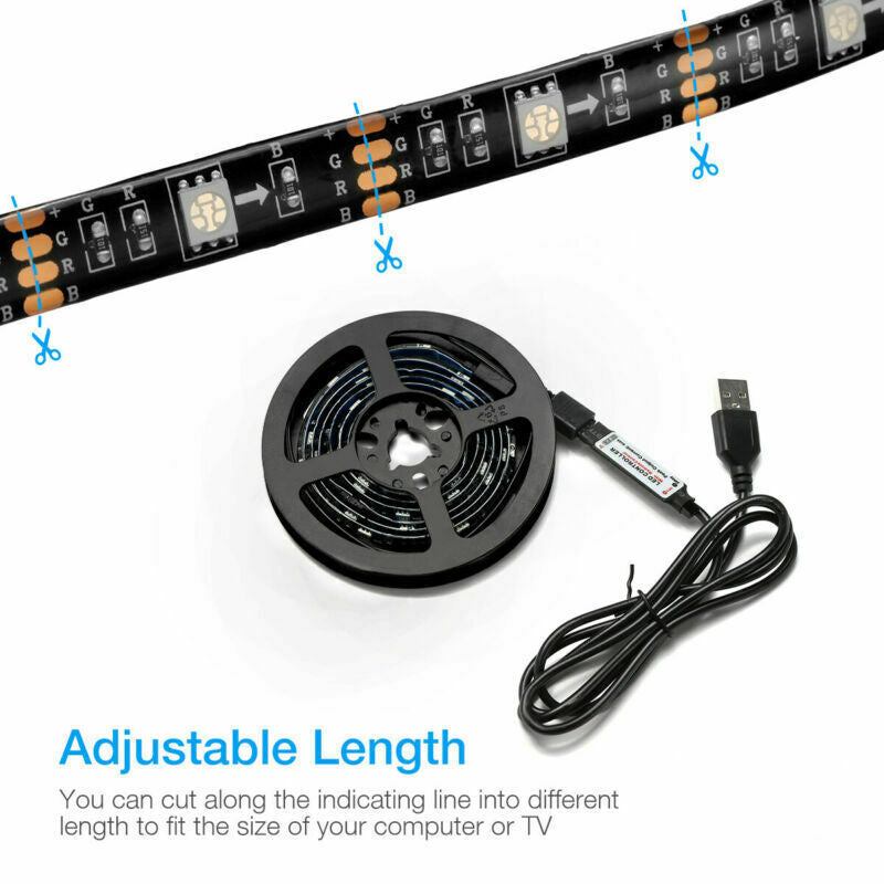 USB RGB LED Strip Light Kit (4x50cm) for TV and Computer Background