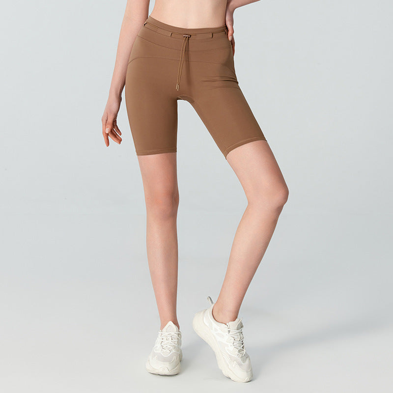 High Waist Drawstring Yoga Shorts