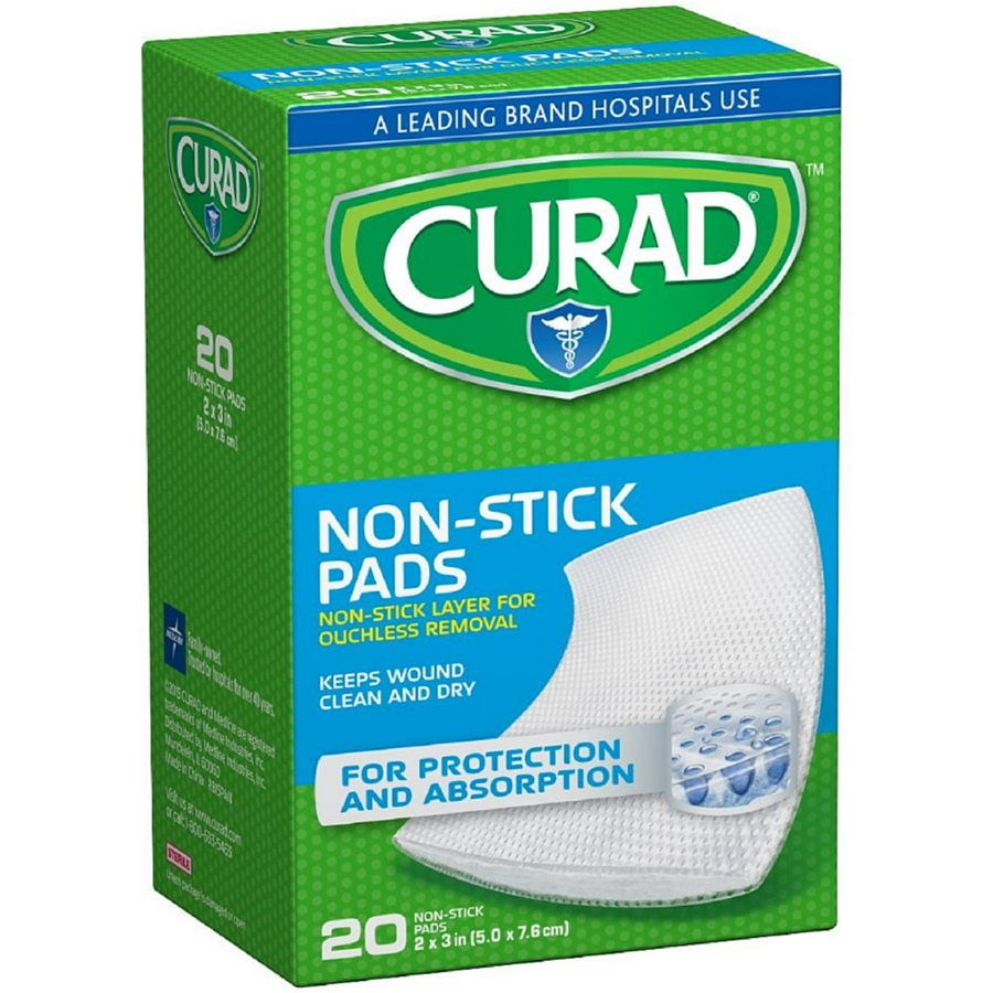 Curad® Non-Stick Pad, 2" x 3", 20 EA