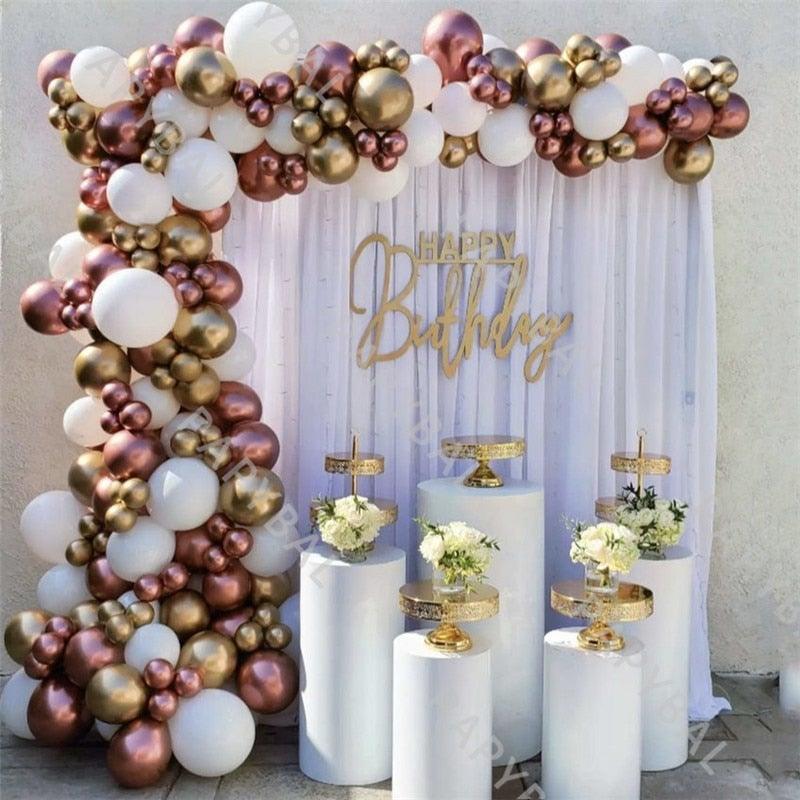 182Pcs Rose Gold Latex White Pink Balloons Arch Garland Kit For Wedding Party Decoration Birthday Baby Shower Office Party Gender Reveal