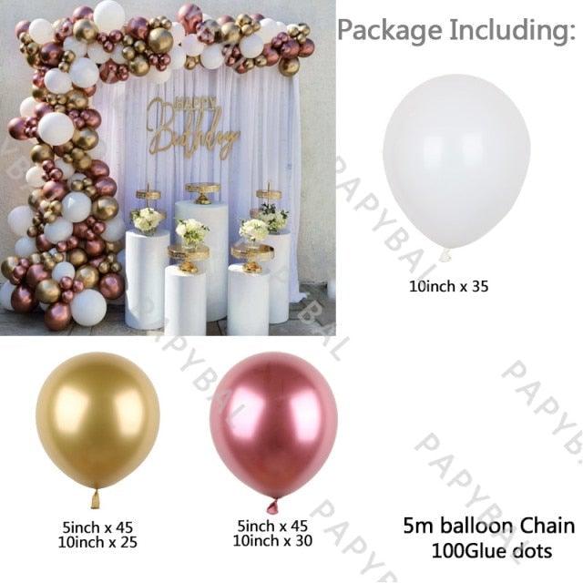 182Pcs Rose Gold Latex White Pink Balloons Arch Garland Kit For Wedding Party Decoration Birthday Baby Shower Office Party Gender Reveal