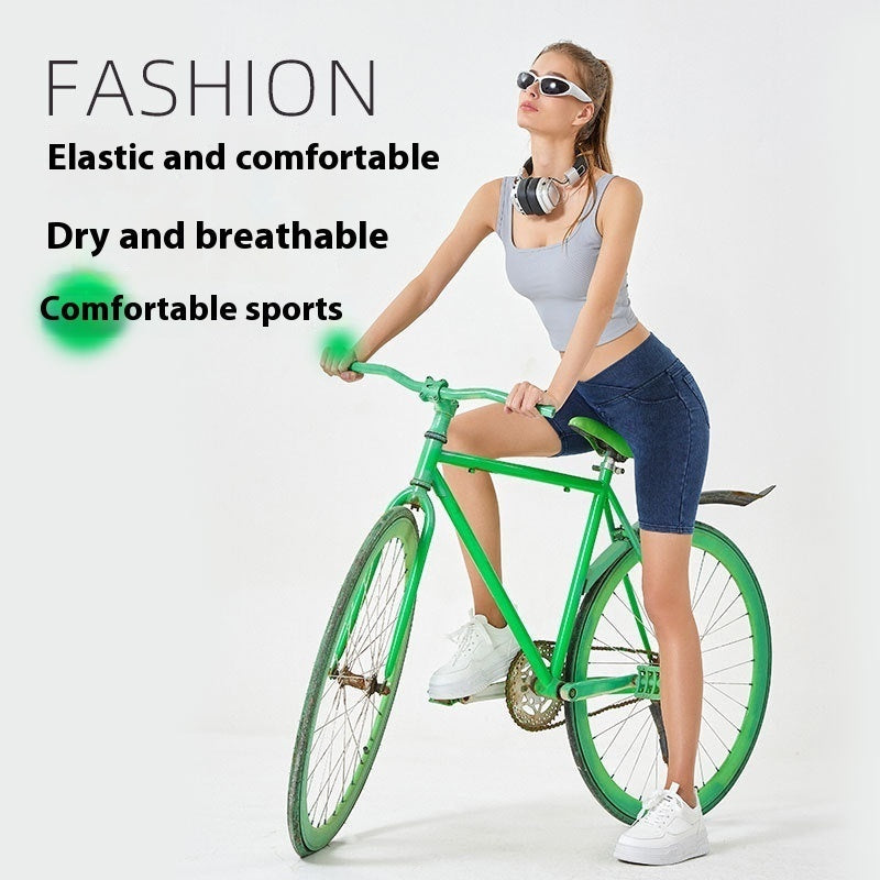 Cross High Waist Sports Cycling Shorts