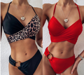 Fashion Bikini Set One Shoulder Women's Swimsuits High Waist Bright Color Swimwear Women Rings Ribbed Bikinis Women's Ribbed O-Ring String Bikini Swimsuit Comfortable Swimwear Two Pieces Bathing Suit