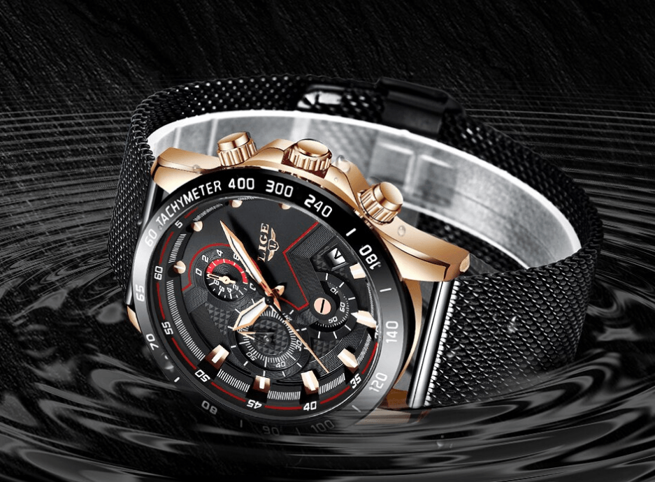 Men's Sports Waterproof Watch With  Stainless Steel Bracelet Unique Design Perfect Gift For Your Man