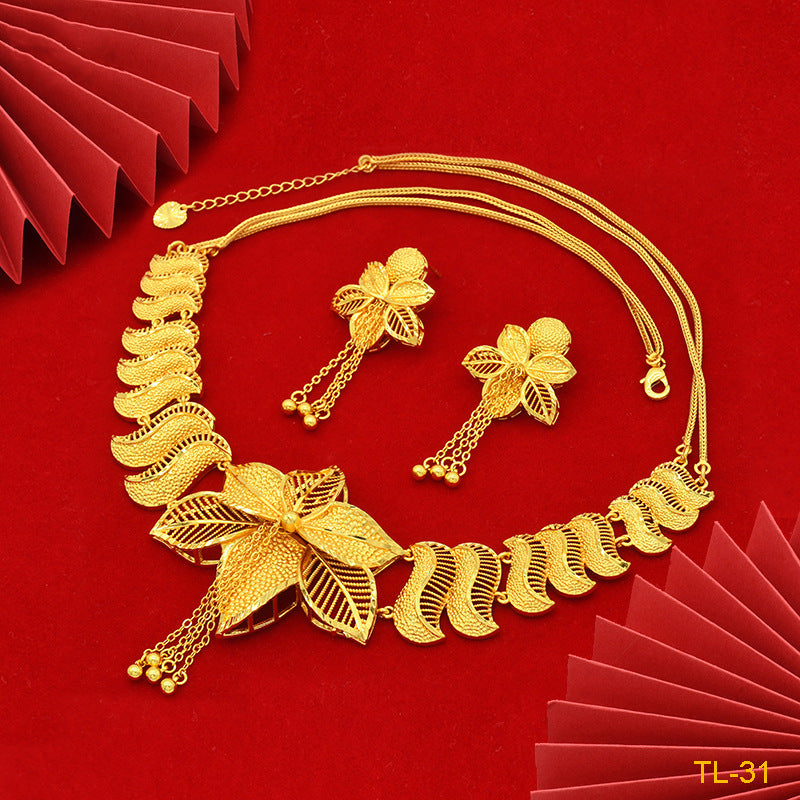 Gold Flower Jewelry Set