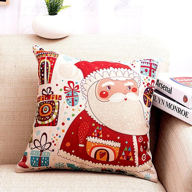 1Pcs Happy New Year Christmas Decorations Pillows Cover Merry Christmas Throw Cushion Covers Tree Reindeer Star Pillow Case For Party Home Decoration 45x45CM