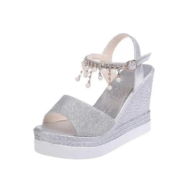 2021 New Women Summer Sandals Studded Detail Luxury Shine Design Casual Womens Shoes