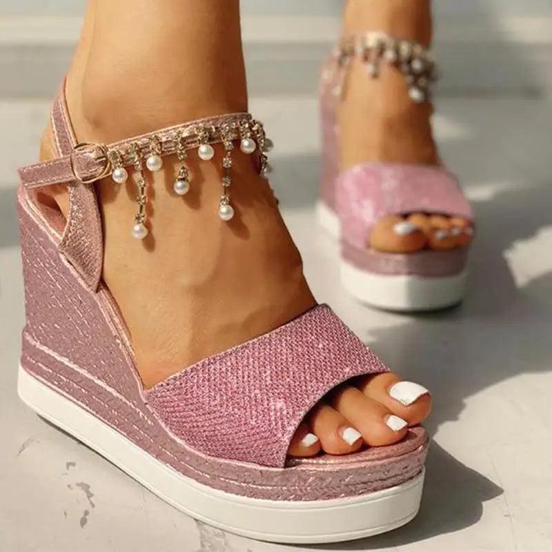 2021 New Women Summer Sandals Studded Detail Luxury Shine Design Casual Womens Shoes