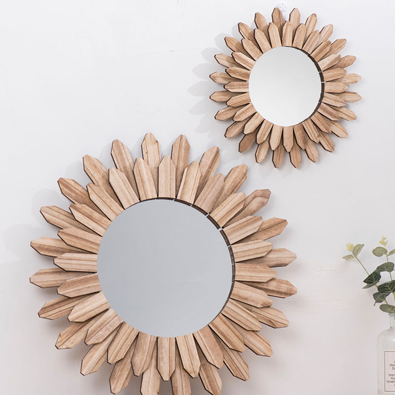 European-style Solid Wood Handmade Finish Hanging Mirror Homestay Hotel Entrance Decoration Hanging