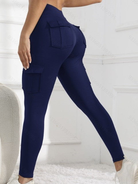 Cross-Border Yoga Pants New Popular Style With Pockets Outdoor Sports Pants High-Waisted Waist-Cinching Butt-Lifting Quick-Drying Tight-Fitting Cargo Pants For Women