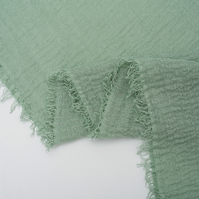 Pure Color Pleated Cotton Scarf Cotton And Linen Scarf