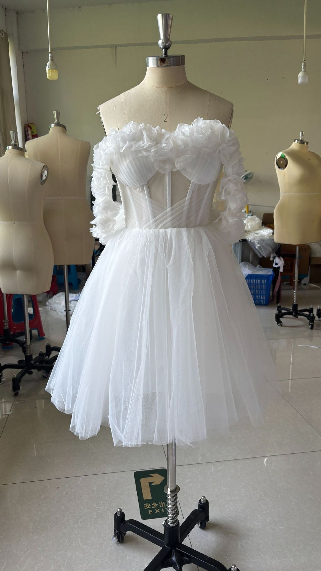 Lace Off-shoulder Mini Wedding Dress