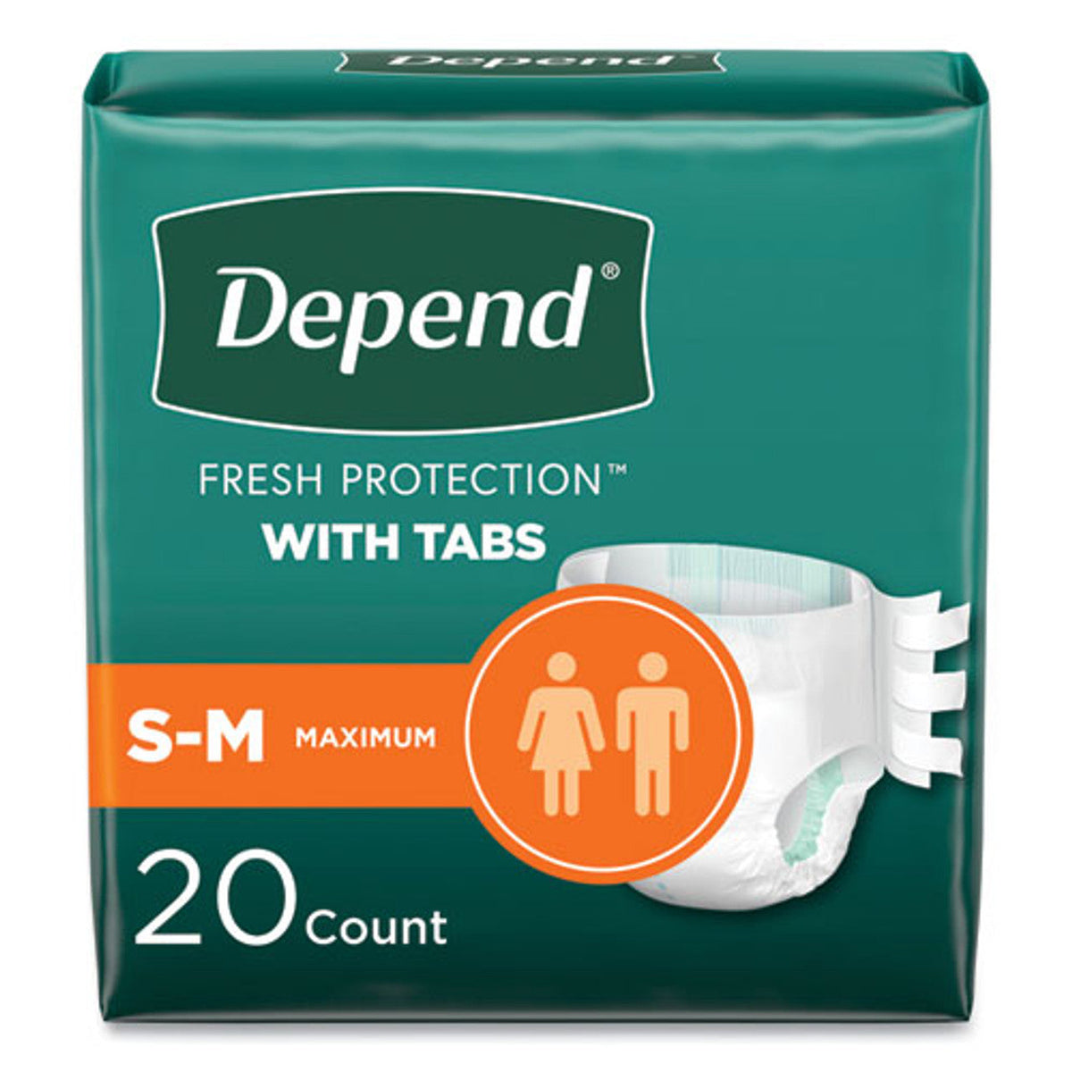 Depend® Fresh Protection™ Maximum Absorbency Fitted Brief with Tabs, Small/Medium, 20-Pack