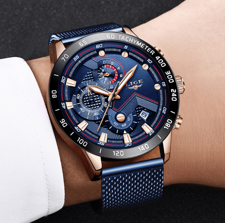 Men's Sports Waterproof Watch With  Stainless Steel Bracelet Unique Design Perfect Gift For Your Man